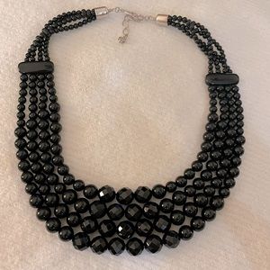 Vintage DTR Jay King Black faceted multi-strand necklace
